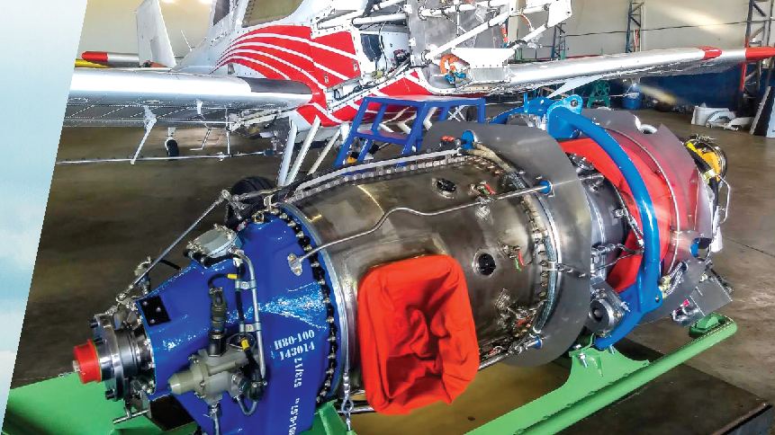Motor PT6A em manutenção na oficina Air Turbine Aviation